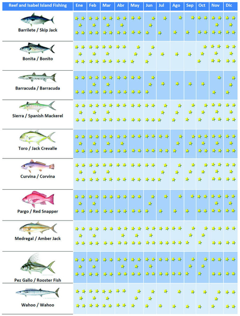 Calendario de Pesca en San Blas, Nayarit Pípilas Tours